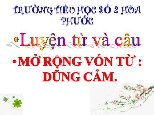 Tuần 25-26. MRVT: Dũng cảm