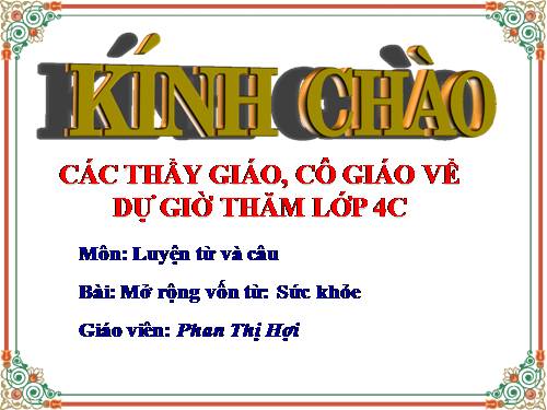 Tuần 20. MRVT: Sức khoẻ