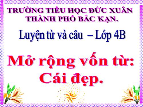 Tuần 22-23. MRVT: Cái đẹp