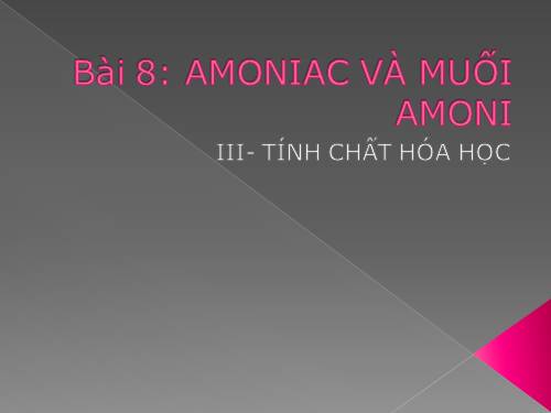 Bài 8. Amoniac và muối amoni