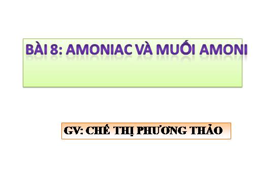 Bài 8. Amoniac và muối amoni