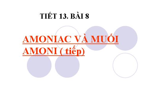 Bài 8. Amoniac và muối amoni