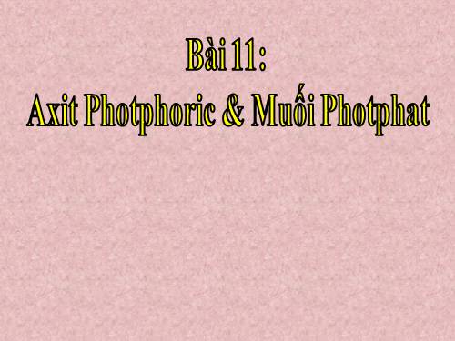 Bài 11. Axit photphoric và muối photphat