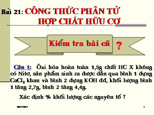 Bài 21. Công thức phân tử hợp chất hữu cơ