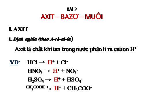 Bài 2. Axit, bazơ và muối