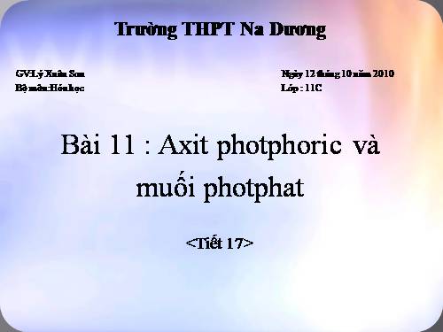 Bài 11. Axit photphoric và muối photphat