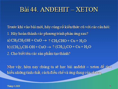 Bài 44. Anđehit - Xeton