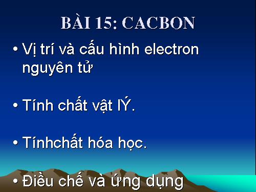 Bài 15. Cacbon