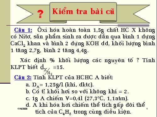 Bài 21. Công thức phân tử hợp chất hữu cơ