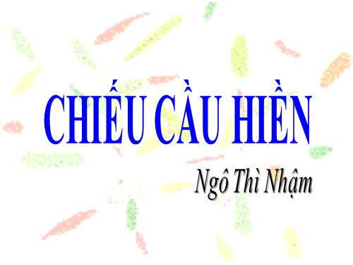 Tuần 7. Chiếu cầu hiền (Cầu hiền chiếu)