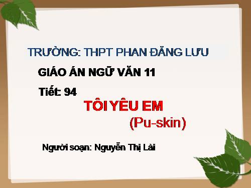 Tuần 26. Tôi yêu em