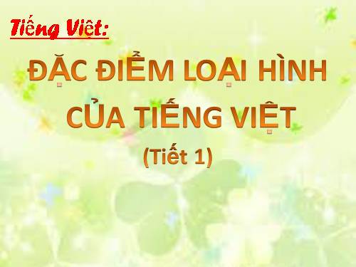 Tuần 25. Đặc điểm loại hình của Tiếng Việt