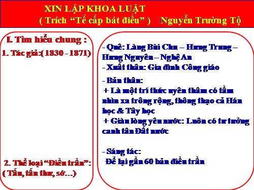 Tuần 7. Đọc thêm: Xin lập khoa luật