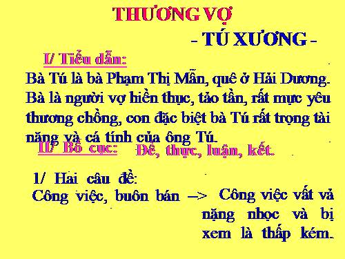 Tuần 3. Thương vợ.