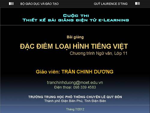 Tuần 25. Đặc điểm loại hình của Tiếng Việt