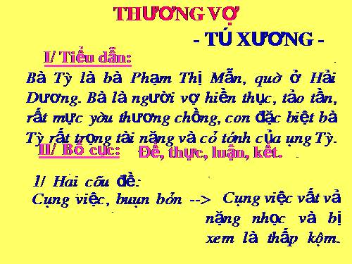 Tuần 3. Thương vợ.