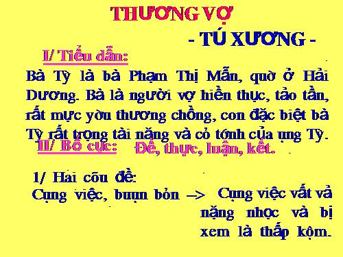 Tuần 3. Thương vợ.