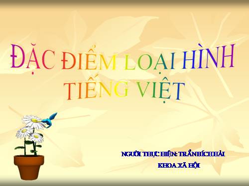 Tuần 25. Đặc điểm loại hình của Tiếng Việt