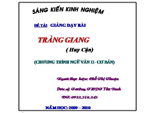 Tuần 22. Tràng giang