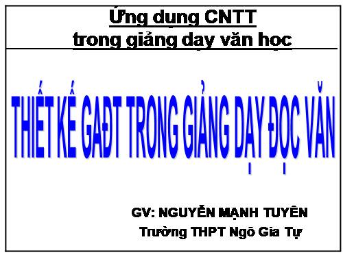 pp soạn GAĐT trong giảng dạy đọc văn