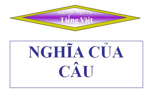 Tuần 19. Nghĩa của câu