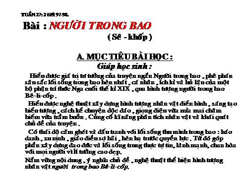 Tuần 27. Người trong bao