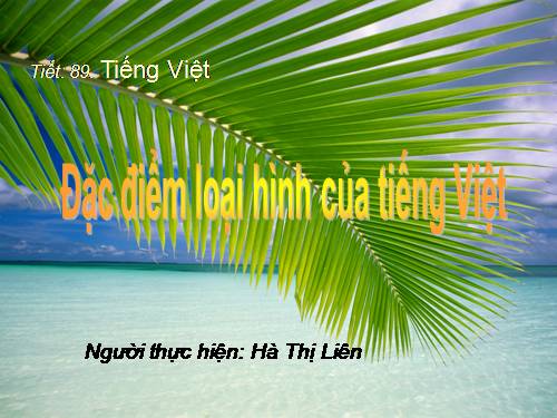 Tuần 25. Đặc điểm loại hình của Tiếng Việt