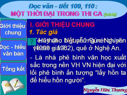 Tuần 31. Một thời đại trong thi ca