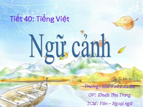 Tuần 10. Ngữ cảnh