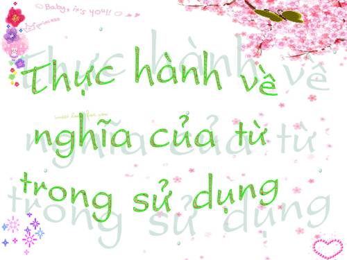 Tuần 7. Thực hành về nghĩa của từ trong sử dụng