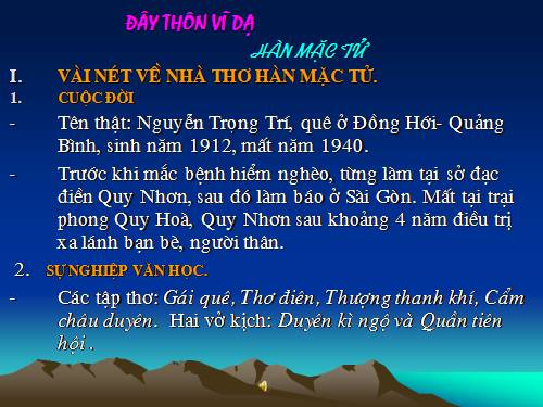 Tuần 23. Đây thôn Vĩ Dạ