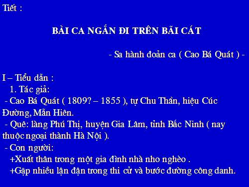 Tuần 4. Bài ca ngắn đi trên bãi cát (Sa hành đoản ca)