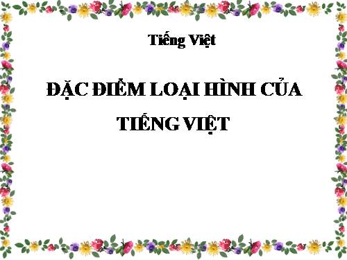 Tuần 25. Đặc điểm loại hình của Tiếng Việt