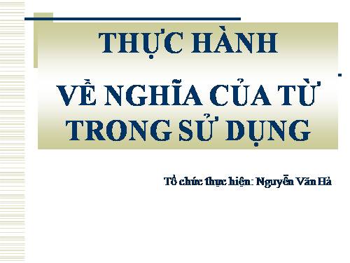 Tuần 7. Thực hành về nghĩa của từ trong sử dụng