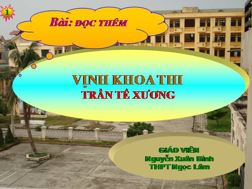 Tuần 3. Đọc thêm: Vịnh khoa thi Hương