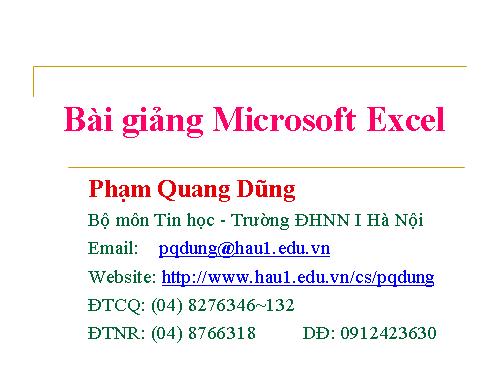 Bai giang Excel - Ta Kim Chi