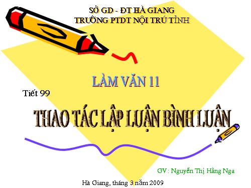 Tuần 27. Thao tác lập luận bình luận