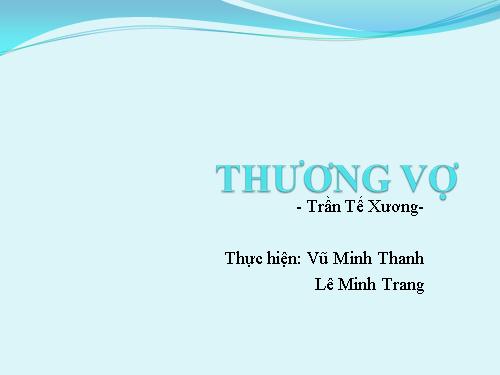 Tuần 3. Thương vợ.