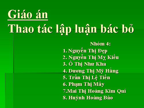 Tuần 21. Thao tác lập luận bác bỏ