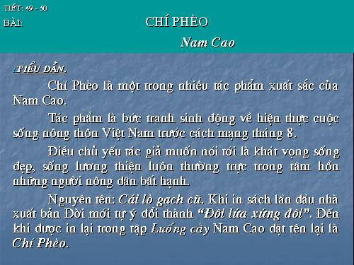 Tuần 13. Chí Phèo