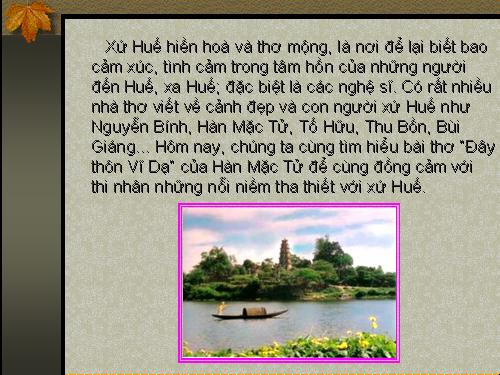 Tuần 23. Đây thôn Vĩ Dạ