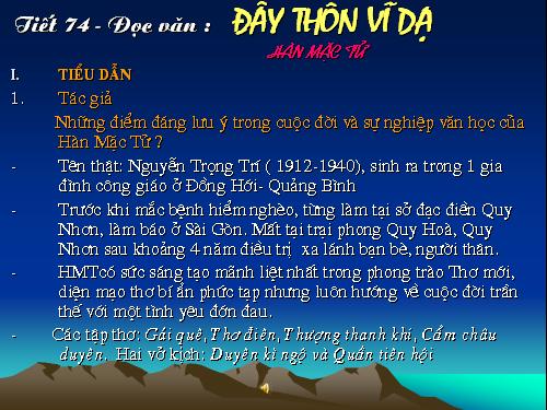 Tuần 23. Đây thôn Vĩ Dạ