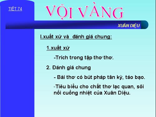 Tuần 21. Vội vàng