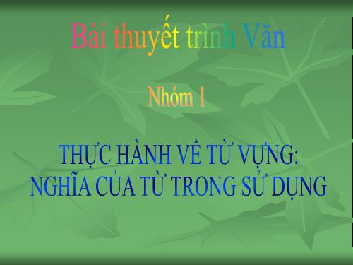 Tuần 7. Thực hành về nghĩa của từ trong sử dụng