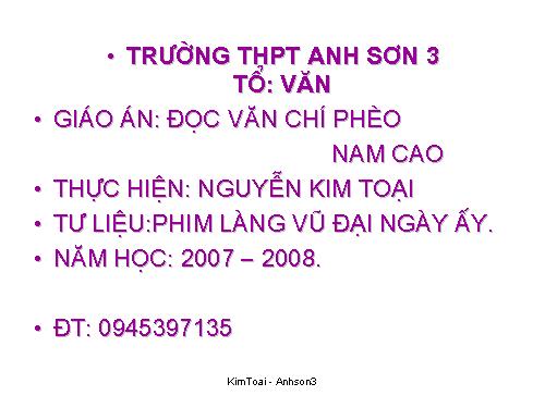 Tuần 13. Chí Phèo