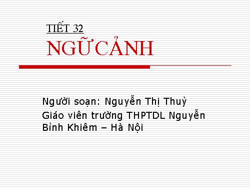 Tuần 10. Ngữ cảnh