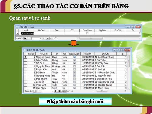 Bài 5. Các thao tác cơ bản trên bảng