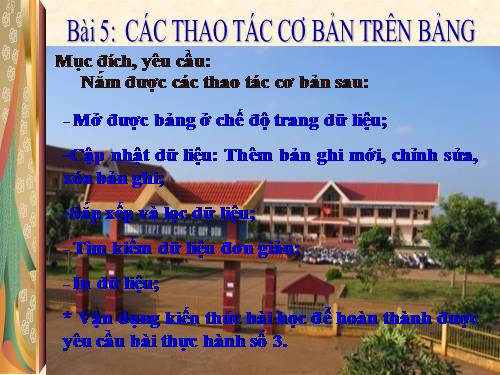 Bài 5. Các thao tác cơ bản trên bảng