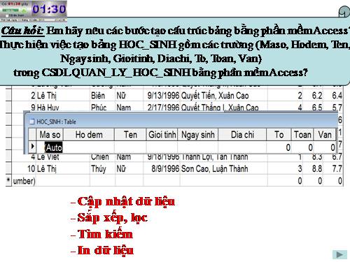 Bài 5. Các thao tác cơ bản trên bảng