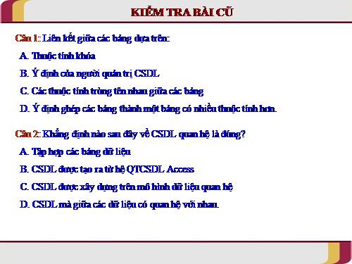 Bài 11. Các thao tác với cơ sở dữ liệu quan hệ